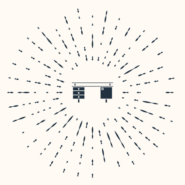 灰色办公桌图标孤立在米色背景图片下载