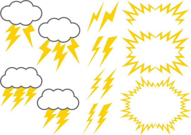 雷电矢量插图素材收集图片下载
