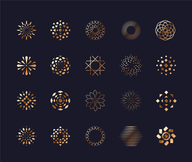 设置豪华金色抽象花卉符号图片下载