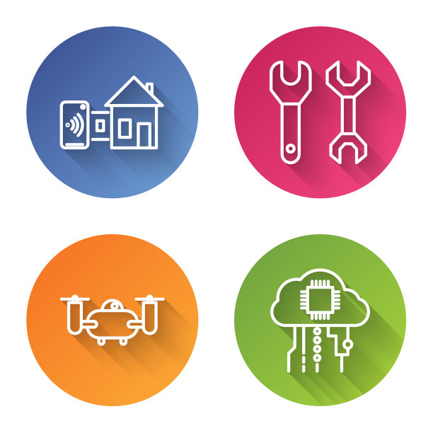 设定线智能家居扳手与无人机飞行图片下载