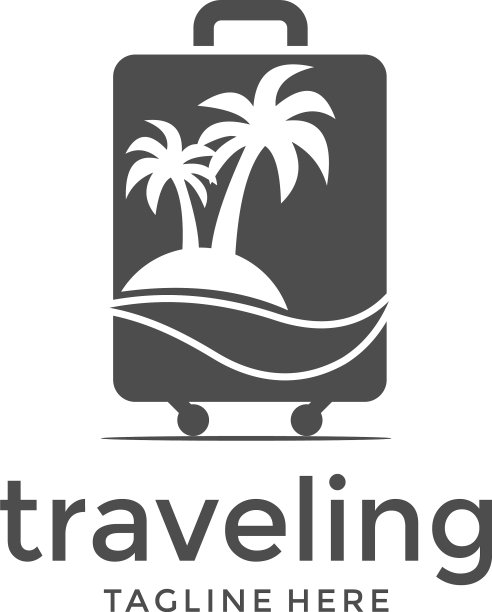 夏季旅游标志与铜图标模板图片下载