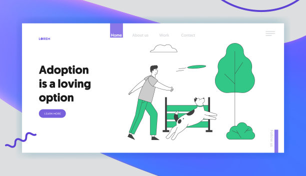 在户外遛狗的人网站着陆页图片下载