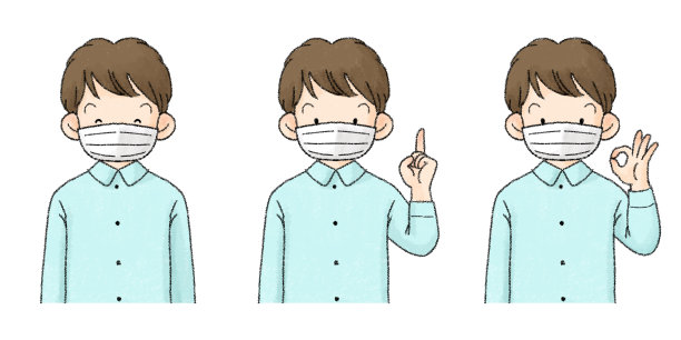 一个戴面具的人的插图(小学男孩)图片下载