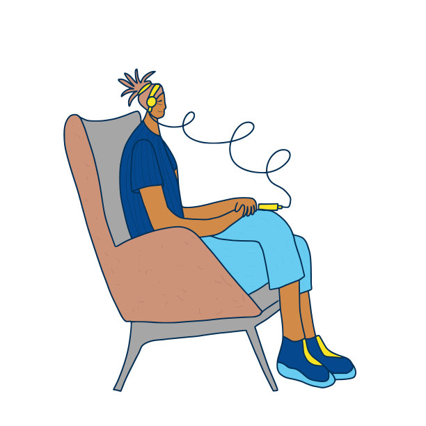 播客概念女孩与音频的东西图片下载