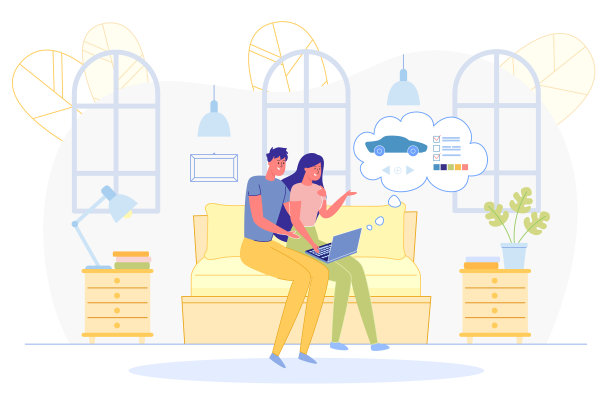 广告海报夫妇购买共享汽车图片下载