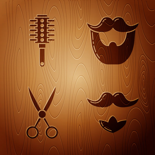 设八字胡和胡子梳剪刀图片下载