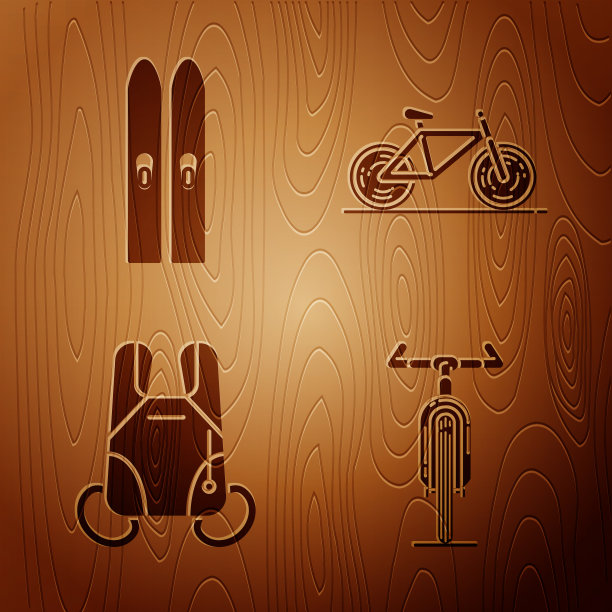 设置自行车滑雪和棍棒降落伞和自行车图片下载