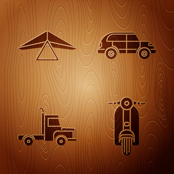 套滑板车悬挂滑翔机运送货车图片下载