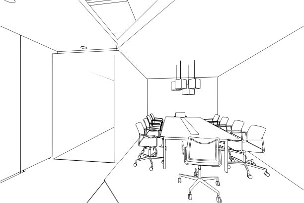 室内空间轮廓素描透视图图片下载