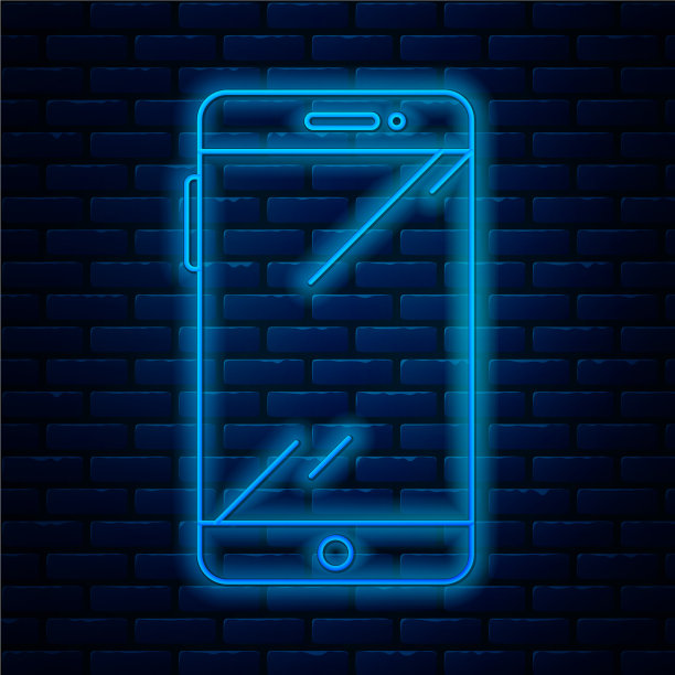 发光的霓虹线智能手机图标图片下载