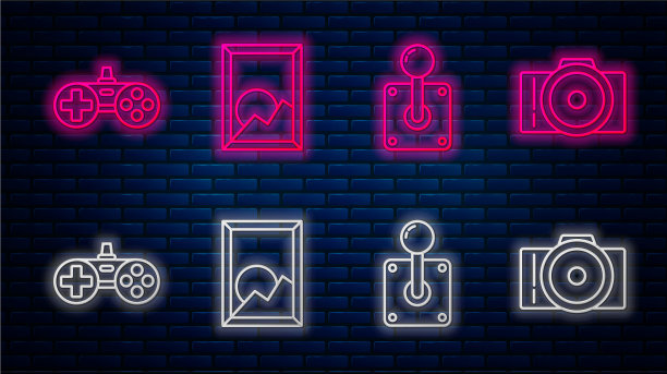 为街机设置线画景观操纵杆图片下载