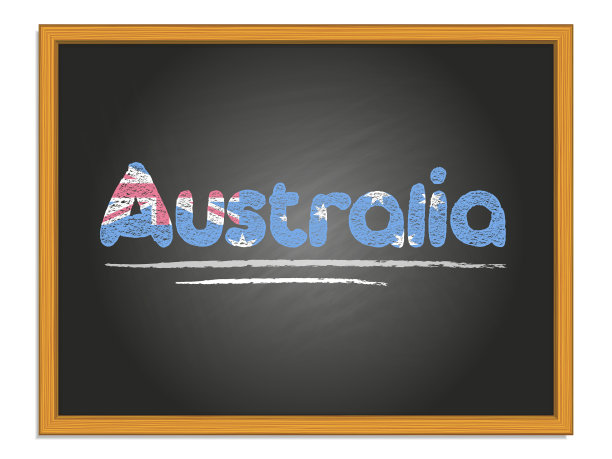 澳大利亚国家名称和国旗颜色粉笔图片下载