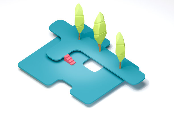 抽象的森林花园平台孤立在白色背景上。图片下载