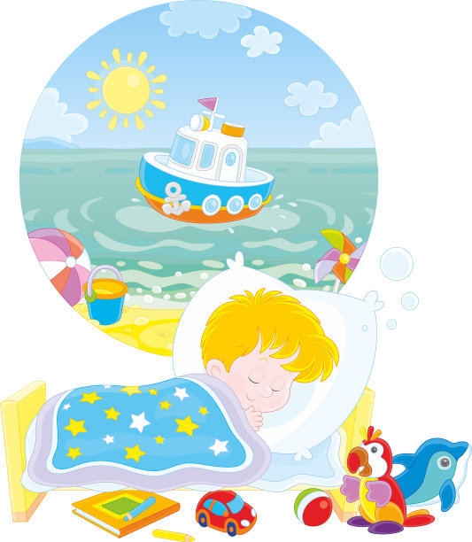 小男孩睡觉和做梦图片下载