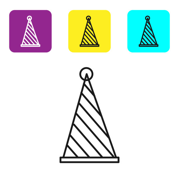 黑色线党帽图标孤立在白色图片下载