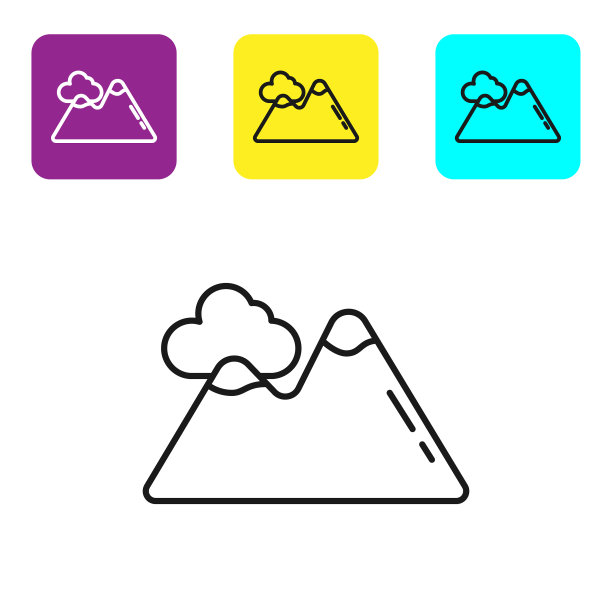 黑线山图标孤立在白色图片下载