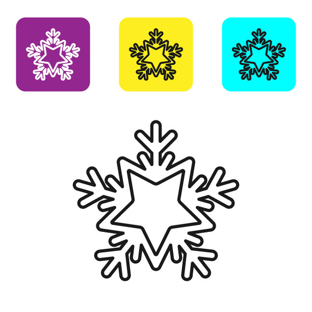 黑色线雪花图标孤立在白色图片下载
