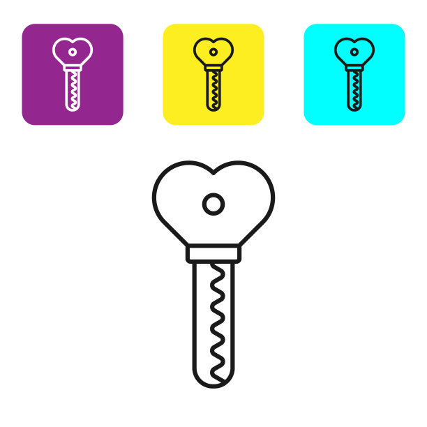 黑线键在心形图标上隔离图片下载