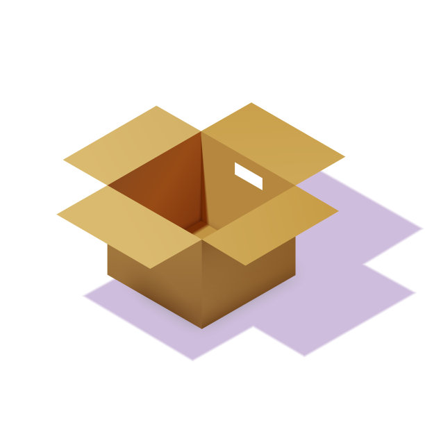 等距纸箱包装盒3d逼真图标图片下载