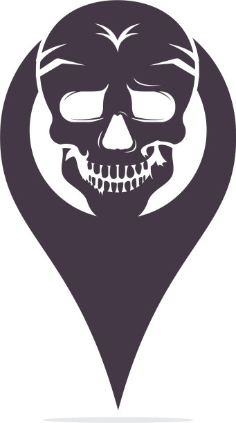 骷髅和地图指针标志的组合图片下载