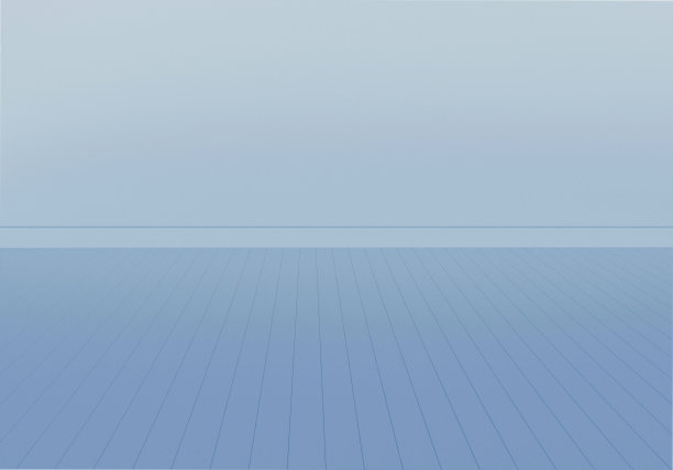 蓝色墙壁和地板的空房间，3d渲染图片下载