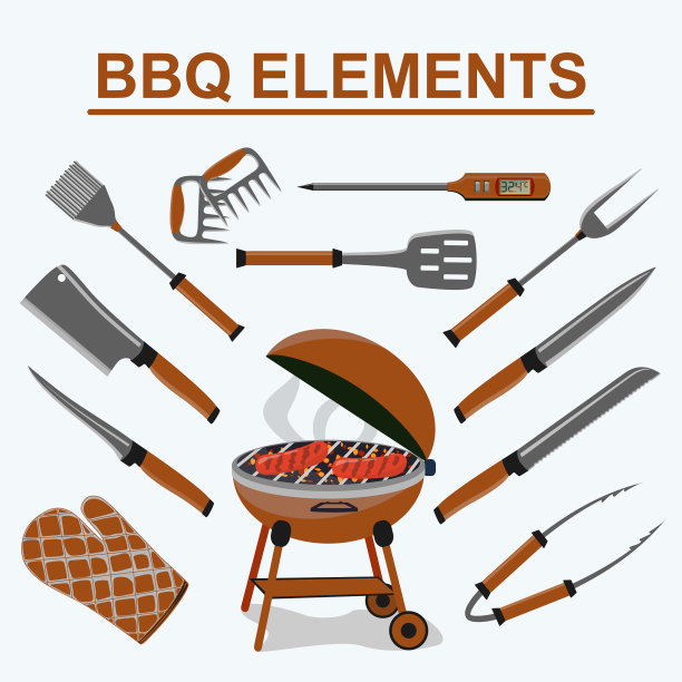 为烧烤聚会准备不同的工具图片下载