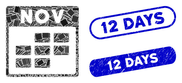 长方形马赛克与十一月日历网格图片下载