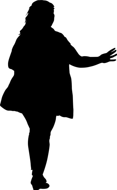 一个走路的女孩在白色背景上剪影图片下载