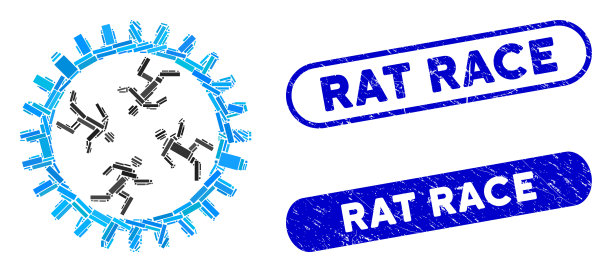 矩形拼贴老鼠赛跑齿轮与遇险老鼠图片下载