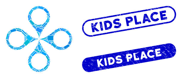 矩形拼贴地图标记与痛苦的孩子图片下载