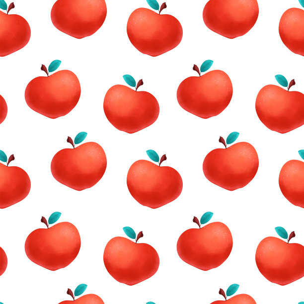 白色背景上的红色多汁的苹果。无缝模式。图片下载