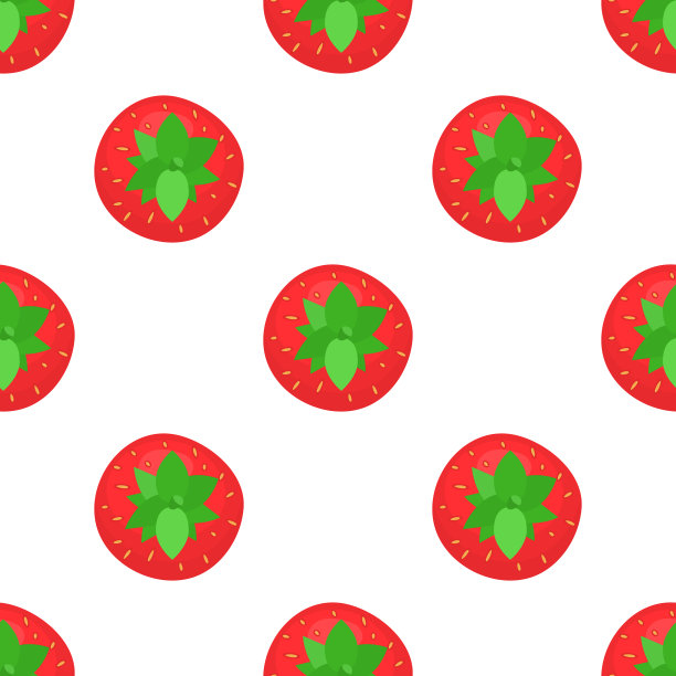 无缝图案与新鲜明亮的异国情调的整个草莓从上面看在白色的背景。夏日水果，健康生活方式。有机水果。卡通风格。矢量插图为任何设计。图片下载