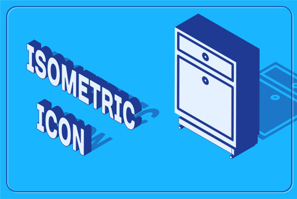 等距家具床头柜图标孤立图片下载