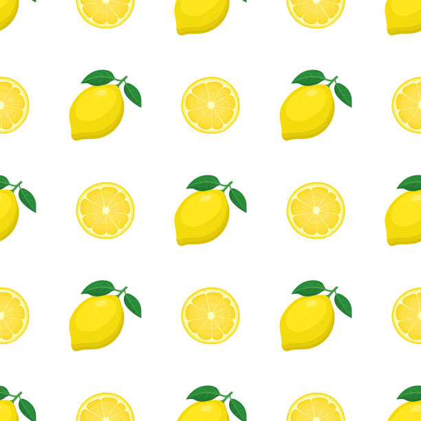 无缝图案，新鲜明亮的异国情调整体和半柠檬水果在白色的背景。夏日水果，健康生活方式。有机水果。卡通风格。矢量插图为任何设计。图片下载