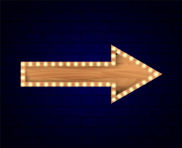 棕色的木制指针板，墙上有灯泡。矢量股票插图的卡片图片下载