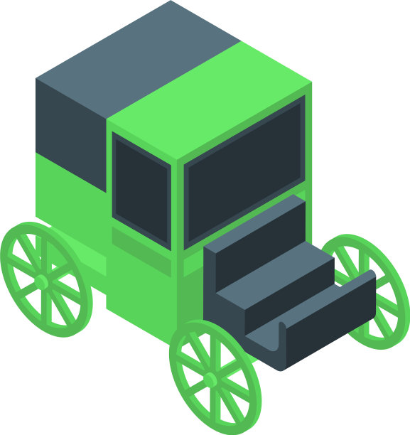 复古马车图标等距风格图片下载