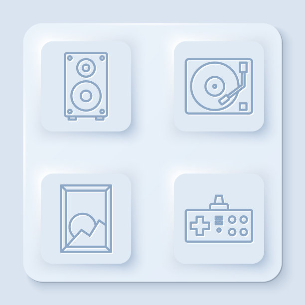 设置线立体声扬声器乙烯基播放器与乙烯基图片下载