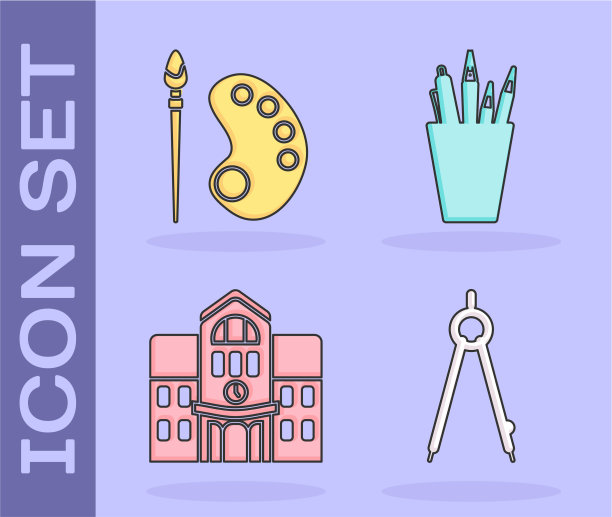 设置绘图罗盘油漆刷与调色板图片下载