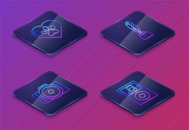 设置动物足迹等距线心脏图片下载