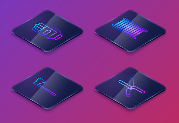 设置等距线花园手套木斧头图片下载