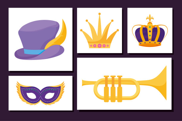 孤立的狂欢节图标设置在框架内图片下载