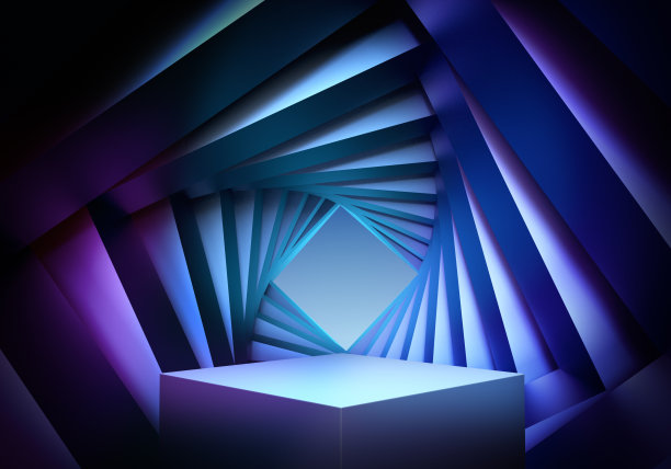 3D渲染，现代抽象几何背景，极简的空白展示。图片下载