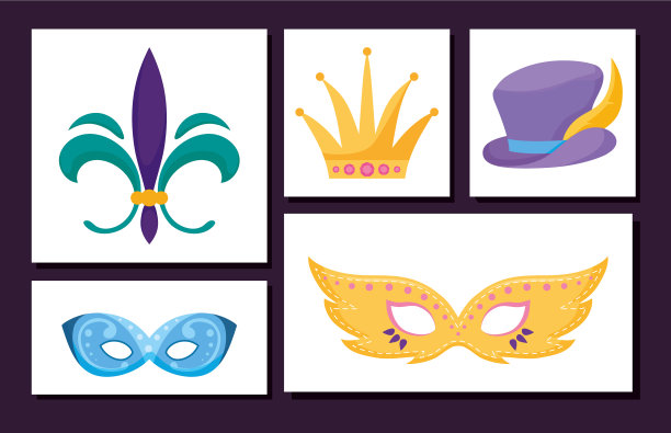 孤立的狂欢节图标设置在框架内图片下载