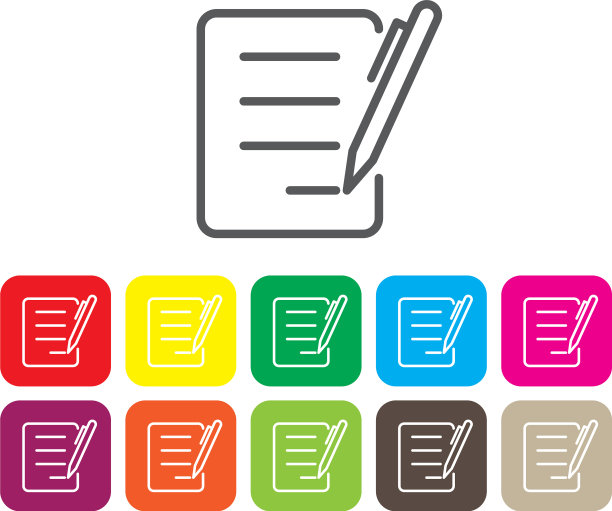 合同签字文件和铅笔或钢笔图标图片下载