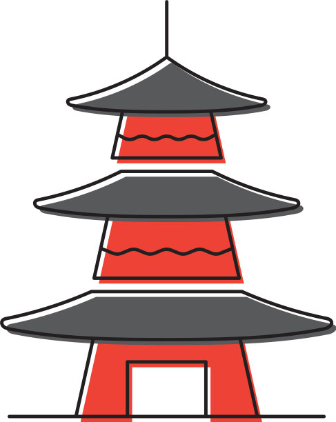 亚洲宝塔图标象征建筑孤立上图片下载