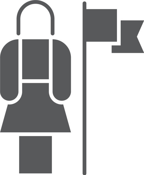 商界女性以旗帜图标象征成功图片下载