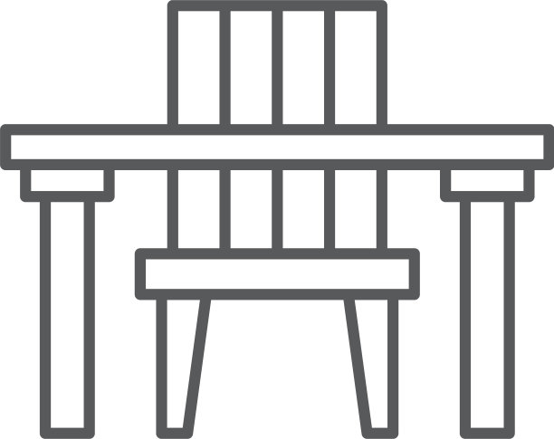 椅子和桌子图标符号孤立在白色图片下载