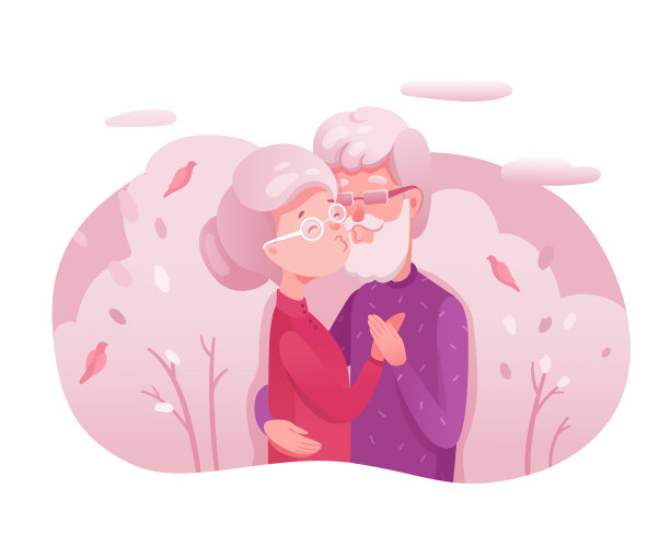 长者情侣在平地接吻图片下载