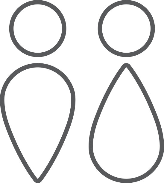 男女厕所符号隔离在白色上图片下载