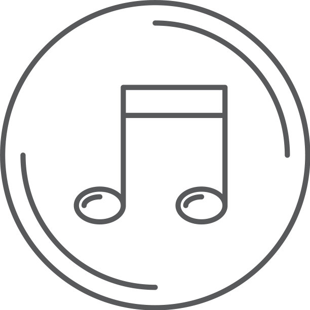 白色背景上的音符按钮图标符号图片下载